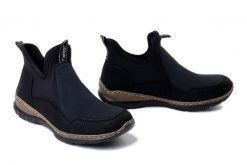 RIEKER N3275-00 black, półbuty damskie. Czarne półbuty damskie Rieker, bez wzorów, bez obcasa, bez zapięcia. Za 284.71 zł.