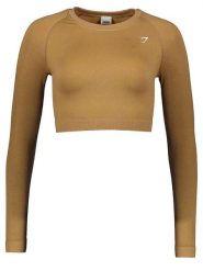 Gymshark Koszulka funkcyjna "Adapt Fleck" w kolorze jasnobrązowym rozmiar: XL. Brązowe koszulki damskie Gymshark, xl, bez wzorów, z materiału, bez kołnierzyka, bez ramiączek. Za 61.46 zł.