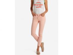 SPODNIE DAMSKIE WRANGLER SKINNY CROP PEACH W28MHL53X 112128461. Pomarańczowe rurki damskie Wrangler, bez wzorów, z jeansu. Za 189.99 zł.