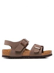 Birkenstock Sandały New York Kids Bf 87783 Brązowy. Brązowe sandały chłopięce Birkenstock, ze skóry, bez zapięcia. Za 149.99 zł.