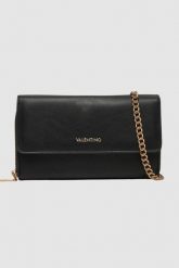 VALENTINO Czarny portfel na łańcuszku Kalua Pochette. Czarne torebki wieczorowe damskie Valentino by Mario Valentino, bez wzorów, bez dodatków. W wyprzedaży za 299.99 zł.