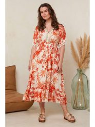 Curvy Lady Sukienka w kolorze pomarańczowo-kremowym rozmiar: 44/46. Brązowe sukienki damskie Curvy Lady, bez wzorów, z wiskozy, klasyczne, bez ramiączek. Za 206.91 zł.
