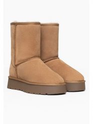 Gooce Skórzane kozaki zimowe "Fairfield" w kolorze beżowym rozmiar: 37. Brązowe kozaki damskie Gooce, na zimę, z wełny, bez obcasa, na platformie, bez zapięcia. Za 220.12 zł.