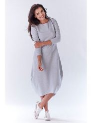 Awama Sukienka w kolorze szarym rozmiar: L/XL. Szare sukienki damskie Awama, bez wzorów, bez ramiączek. Za 140.86 zł.