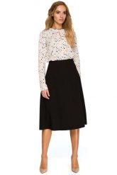 Klasyczna Trapezowa Spódnica Midi - Czarna. Czarne spódnice damskie MOE, l, bez wzorów, z elastanu, klasyczne, midi. Za 187.90 zł.