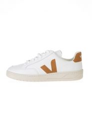 Veja Skórzane sneakersy "V 12" w kolorze biało-jasnobrązowym rozmiar: 37. Białe obuwie sportowe damskie Veja, bez zapięcia. Za 373.35 zł.