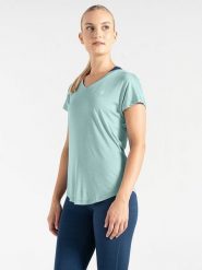 Dare 2b Koszulka sportowa "Vigilant" w kolorze turkusowym rozmiar: 36. Niebieskie koszulki sportowe damskie Dare 2b, bez wzorów, z materiału, bez ramiączek, outdoorowe. Za 54.95 zł.