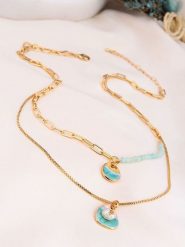 Charlize Pozłacany naszyjnik z akwamarynem - dł. 60 cm rozmiar: onesize. Niebieskie naszyjniki damskie Charlize, z akwamarynem, pozłacane. Za 87.40 zł.