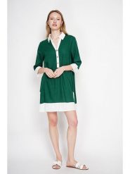 Le Jardin du Lin Lniana sukienka w kolorze zielono-białym rozmiar: 34. Białe sukienki damskie Le jardin du lin, bez wzorów, ze lnu, bez ramiączek. Za 108.99 zł.