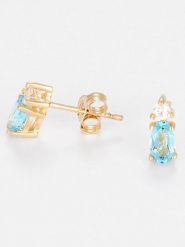 OR ÉCLAT Złote kolczyki-wkrętki "Tiop" z cyrkoniami rozmiar: onesize. Niebieskie kolczyki damskie Or Éclat, z cyrkonią, złote. Za 587.99 zł.