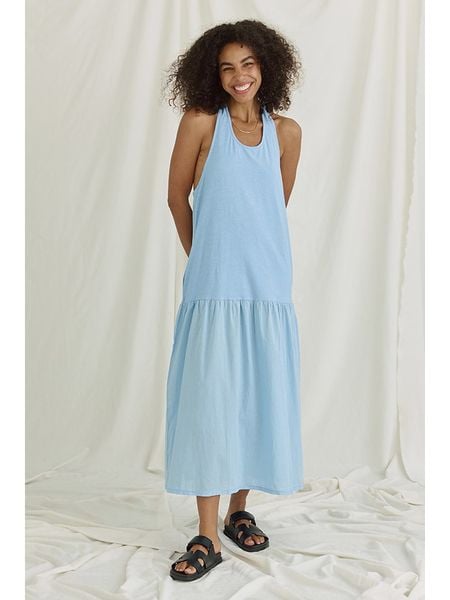 Cotton Candy Sukienka "Nieke" w kolorze błękitnym rozmiar: S. Niebieskie sukienki damskie Cotton Candy, bez wzorów, bez ramiączek. Za 145.26 zł.