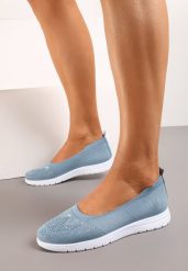 Niebieskie Płaskie Tenisówki Zdobione Cyrkoniami Lomadia. Niebieskie obuwie sportowe damskie Renee, bez zapięcia, tenisowe. Za 39.99 zł.