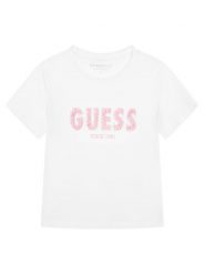Guess T-Shirt J6RI24 K6YW4 Biały Regular Fit. Białe koszulki i t-shirty dziewczęce Guess, z aplikacjami, z bawełny, bez kołnierzyka, bez ramiączek. Za 119.99 zł.