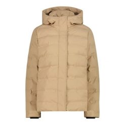Kurtka puchowa zapinana na zamek z odpinanym kapturem damska CMP. Brązowe kurtki damskie CMP, bez wzorów, z puchu. Za 489.99 zł.