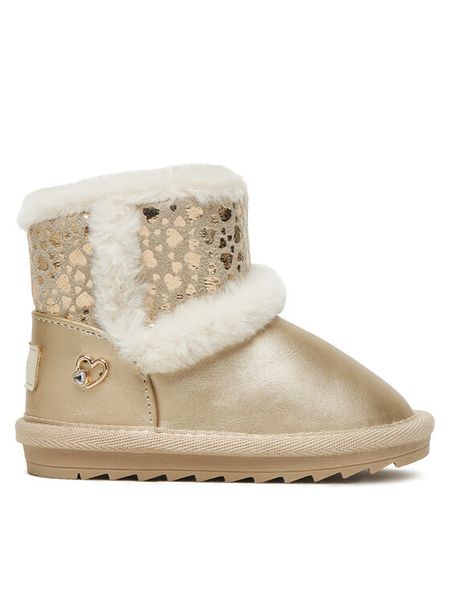 Mayoral Śniegowce 42575 Złoty. Żółte kozaki dziewczęce Mayoral, bez wzorów, ze skóry, bez obcasa, bez zapięcia. Za 199.99 zł.