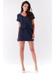 Awama Sukienka w kolorze granatowym rozmiar: S/M. Niebieskie sukienki damskie Awama, bez wzorów, bez ramiączek. Za 69.91 zł.