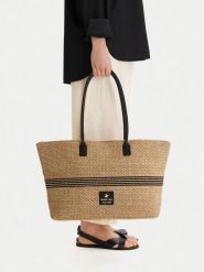 Beverly Hills Polo Club Torebka EO-BHPC-L-015-09 Beżowy. Brązowe shopper bag Beverly Hills Polo Club, bez wzorów, z materiału, bez dodatków. Za 269.99 zł.