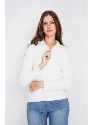 William de Faye Sweter w kolorze białym rozmiar: 34. Białe swetry klasyczne damskie William de Faye, ze splotem, bez kołnierzyka. Za 113.99 zł.