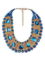 MENTHE À L'O Pozłacany naszyjnik z elementami ozdobnymi - dł. 40 cm rozmiar: onesize. Niebieskie naszyjniki damskie MENTHE À L'O, z kryształem, pozłacane. Za 182.72 zł.