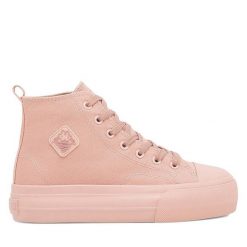 Trampki Kappa. Czerwone trampki damskie Kappa, bez wzorów, bez zapięcia. Za 129.99 zł.