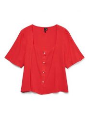 Vero Moda Bluzka w kolorze czerwonym rozmiar: XL. Czerwone bluzki damskie Vero Moda, s, bez wzorów, z wiskozy, klasyczne, bez kołnierzyka, bez ramiączek. Za 61.60 zł.