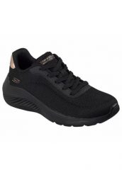 Buty SKECHERS BOBS SQUAD WAVES CURRENT Czarny. Czarne obuwie trekkingowe damskie Skechers, z materiału, bez zapięcia. Za 249.99 zł.