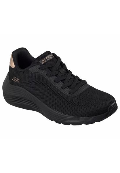Buty SKECHERS BOBS SQUAD WAVES CURRENT Czarny. Czarne obuwie trekkingowe damskie Skechers, z materiału, bez zapięcia. Za 249.99 zł.