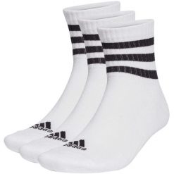 Skarpety adidas 3-Stripes Cushioned Sportswear Mid-Cut Socks 3P. Białe skarpetki damskie Adidas, bez wzorów. Za 49.00 zł.