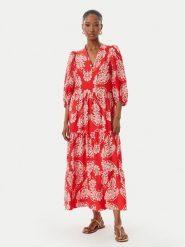 LOLA CASADEMUNT Sukienka letnia LS2616138 Czerwony jasny Regular Fit. Czerwone sukienki damskie LOLA CASADEMUNT, bez wzorów, z wiskozy, bez ramiączek. Za 543.99 zł.