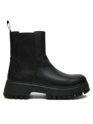 Timberland Sztyblety Mid Pull On Boot TB0A6FCHW021 Czarny. Czarne botki damskie Timberland, ze skóry, bez obcasa, na płaskiej podeszwie, bez zapięcia. Za 639.99 zł.