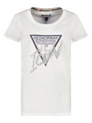 Geographical Norway Koszulka "Jalimar" w kolorze białym rozmiar: S. Białe bluzki damskie Geographical Norway, s, bez wzorów, bez kołnierzyka, bez ramiączek. Za 43.88 zł.