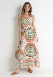 Zielona Wiskozowa Sukienka Tie Dye Maxi z Marszczoną Gumką w Pasie Lucira. Zielone sukienki damskie Born2be, bez wzorów, z wiskozy, bez ramiączek. Za 79.99 zł.