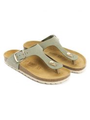 Mandel Skórzane japonki "Blanca" w kolorze khaki rozmiar: 39. Brązowe klapki damskie Mandel, bez wzorów, z nubiku, bez obcasa, bez zapięcia. Za 174.95 zł.