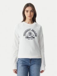Tommy Jeans Bluza Heritage Logo DW0DW22821 Biały Regular Fit. Białe bluzy damskie Tommy Jeans, xs, bez wzorów, z bawełny, bez kaptura. Za 489.99 zł.