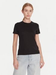 Calvin Klein T-Shirt LV044D201G Czarny Regular Fit. Czarne t-shirty damskie Calvin Klein, xl, bez wzorów, z bawełny, bez kołnierzyka. Za 209.99 zł.