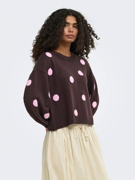ONLY Sweter w kolorze brązowym rozmiar: XS. Brązowe swetry klasyczne damskie Only, xs, bez kołnierzyka. Za 100.45 zł.