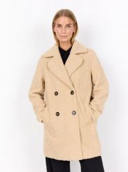 Soyaconcept® płaszcz z pluszowego futra - SC-Mukite Kobiety beżowy, XXL. Brązowe płaszcze damskie xxl, bez wzorów, bez kaptura. Za 429.95 zł.