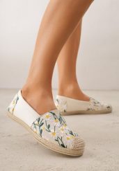 Beżowe Espadryle Ozdobione Kwiatowym Haftem i Plecionką Kiranth. Brązowe espadryle damskie Renee, bez wzorów, z jeansu, bez obcasa. Za 69.99 zł.