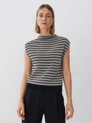 Someday Bezrękawnik w kolorze czarno-białym rozmiar: 42. Białe swetry klasyczne damskie someday., bez kołnierzyka. Za 197.63 zł.