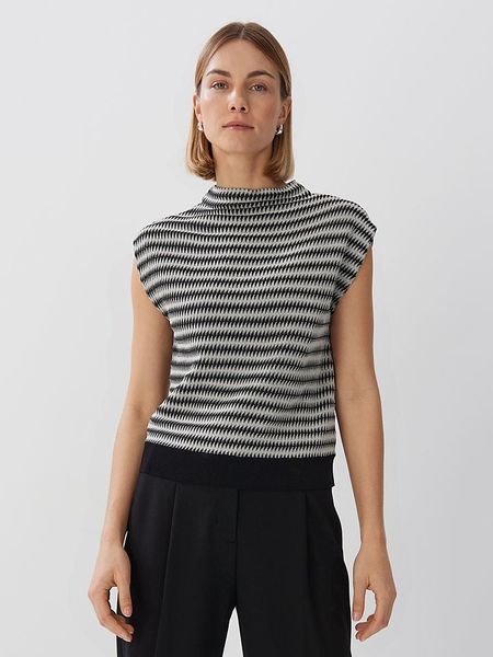 Someday Bezrękawnik w kolorze czarno-białym rozmiar: 42. Białe swetry klasyczne damskie someday., bez kołnierzyka. Za 197.63 zł.