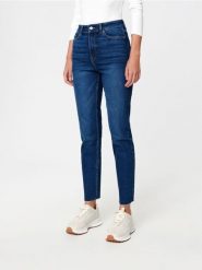 Jeansy mom high waist - granatowy. Niebieskie jeansy damskie Sinsay, z podwyższonym stanem. Za 79.99 zł.
