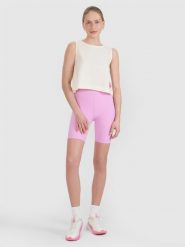 4F Legginsy krótkie dzianinowe damskie - różowe S. Czerwone legginsy damskie 4F, s, bez wzorów, z dzianiny. W wyprzedaży za 59.99 zł.