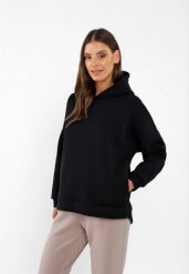 Bluza oversize z kapturem B-SIGI. Czarne bluzy damskie Volcano, l, bez wzorów, z dzianiny, z kapturem. Za 159.99 zł.