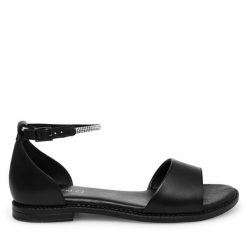 Sandały Lasocki. Czarne sandały damskie Lasocki, bez wzorów, bez obcasa, na płaskiej podeszwie, bez zapięcia. Za 139.99 zł.