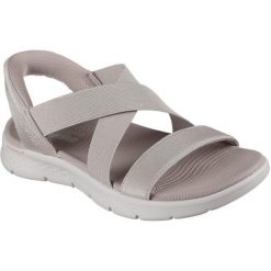 Sandały damskie Skechers Go Walk Flex Sandal Glimmer. Brązowe sandały damskie Skechers, bez wzorów, z materiału, bez obcasa, bez zapięcia. Za 490.00 zł.