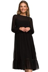 Sukienka wieczorowa szyfonowa rozkloszowana z falbanami czarna długa. Czarne sukienki damskie Stylove, bez wzorów, z szyfonu, wizytowe, bez ramiączek. Za 409.00 zł.
