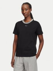 KARL LAGERFELD T-Shirt B3W17057 Czarny Regular Fit. Czarne t-shirty damskie KARL LAGERFELD, xl, bez wzorów, z bawełny, bez kołnierzyka. Za 429.99 zł.