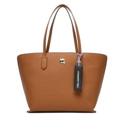 Torebka KARL LAGERFELD. Brązowe shopper bag KARL LAGERFELD, bez wzorów, bez dodatków. Za 799.99 zł.