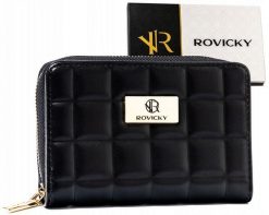 Pasek pikowany Rovicky R-PKK-02 czarny. Czarne portfele damskie ROVICKY, bez wzorów, ze skóry ekologicznej. Za 69.99 zł.