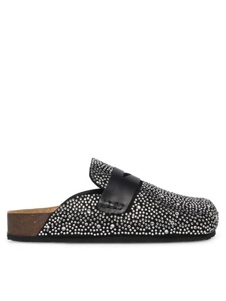 Eva Minge Klapki PERPETUE-24SS03 Srebrny. Szare klapki damskie Eva Minge, bez wzorów, ze skóry, bez obcasa, bez zapięcia. Za 199.99 zł.